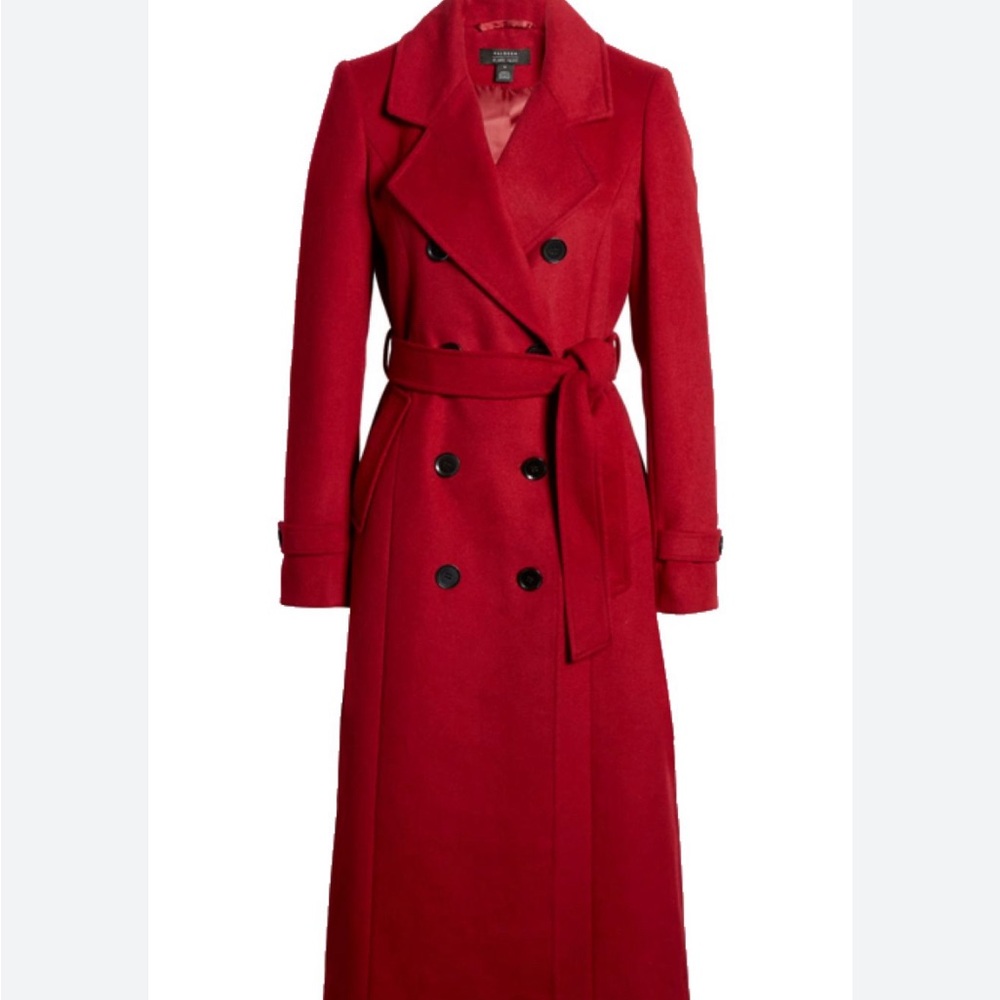 Halogen Red Winter Trench Coat
